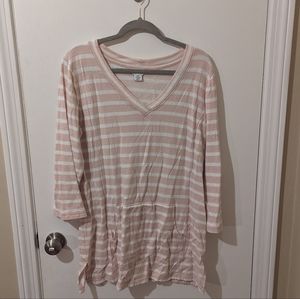 Liz Claiborne XXLT Pink and White Sweater